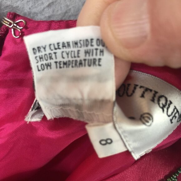 Papell Boutique Evening Dress Womens 8 Fuchsia Beaded Rose Sheath Cocktail Party - Picture 7 of 16